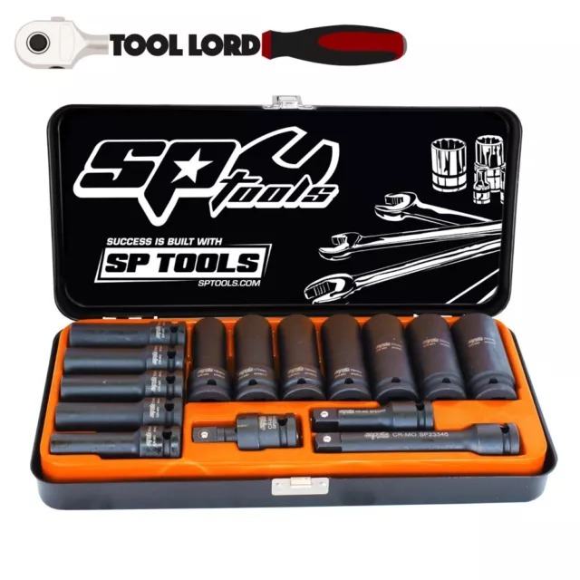 SP Tools 15Pce 1/2” Drive 6 Point Deep Impact Metric Socket Set 10-24mm SP20320