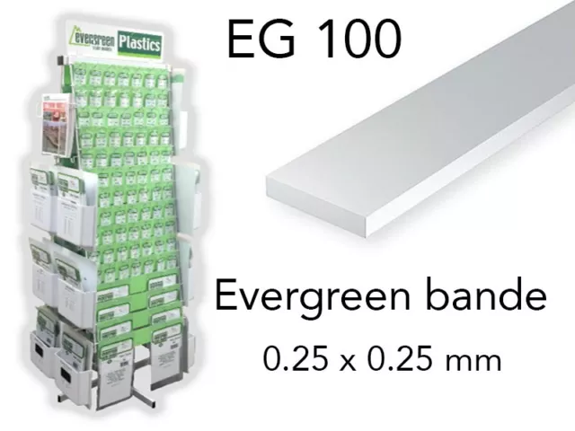 Evergreen EG100 - (x10) bande styrène 0.25 x 0.5 mm