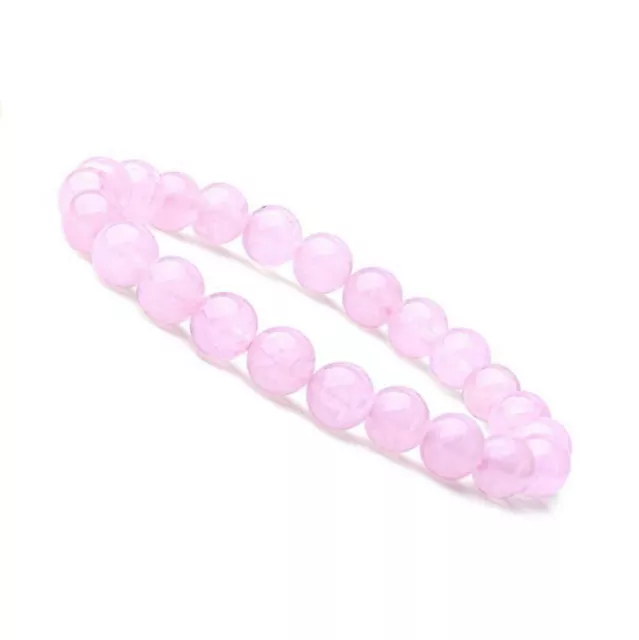 Natural 8mm Gorgeous Rose Quartz Healing Crystal Stretch Beaded Bracelet Unisex