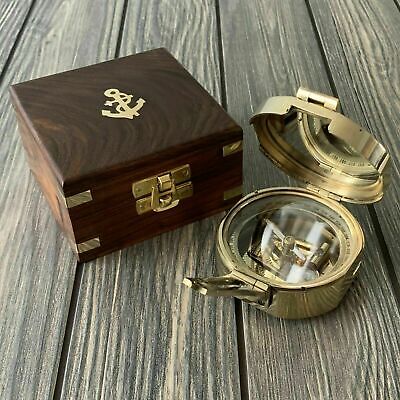 Nautical Collectibles item gift VINTAGE Maritime Brass Brunton Compass With Case