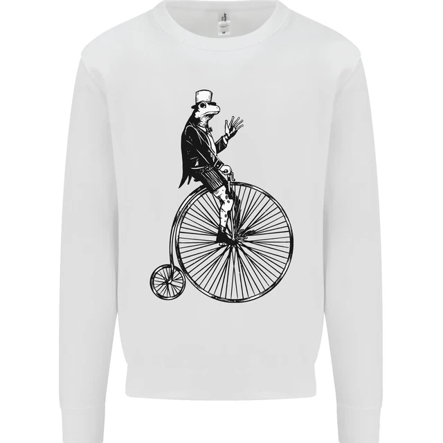 Felpa maglione bambini Cycling a Frog Riding a Penny Farthing