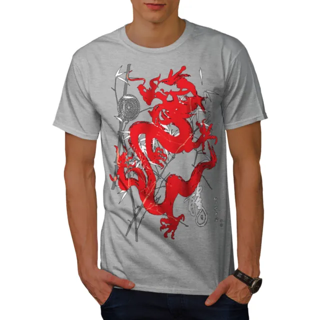 Wellcoda Fantasy Dragon Mystic Mens T-shirt, Asia Graphic Design Printed Tee