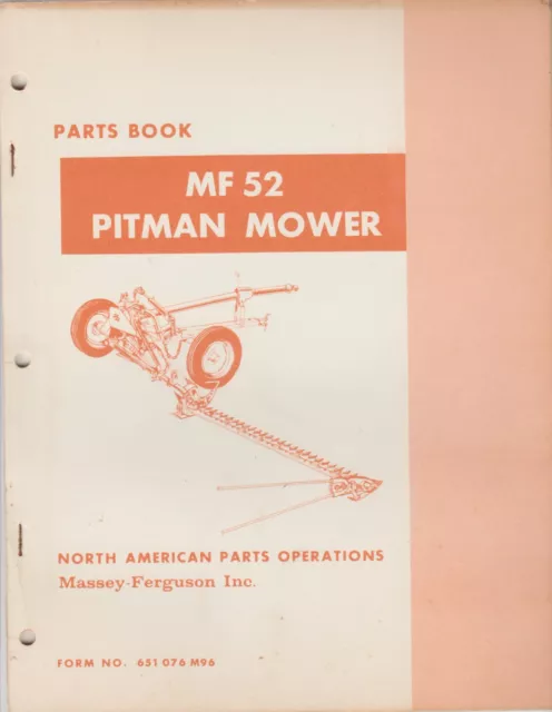 MF Massey Ferguson MF 52 Pitman Mower Parts Book Manual