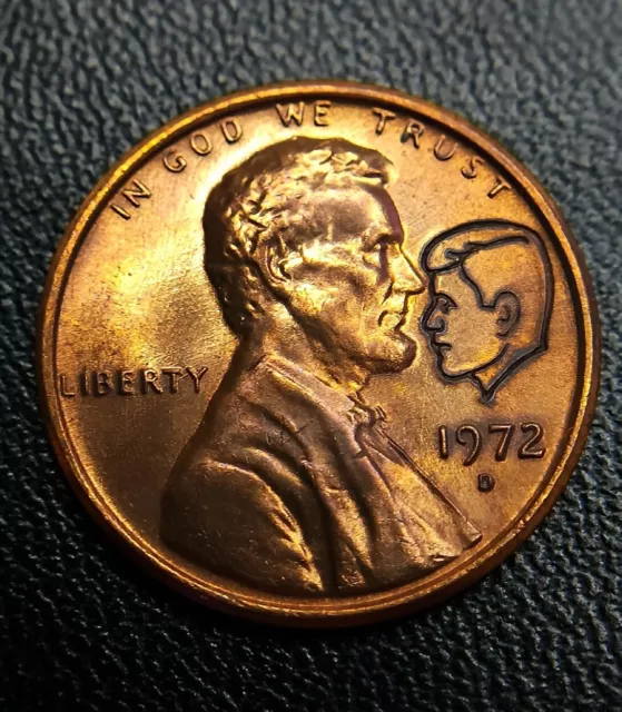 1972-D Lincoln Memorial Penny - Kennedy Stamped - Uncirculated Collectible Token
