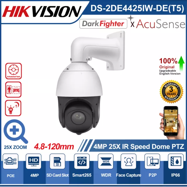 Hikvision 4MP 25X PTZ Kamera DS-2DE4425IW-DE(T5) IR Speed Dome POE Face Capture