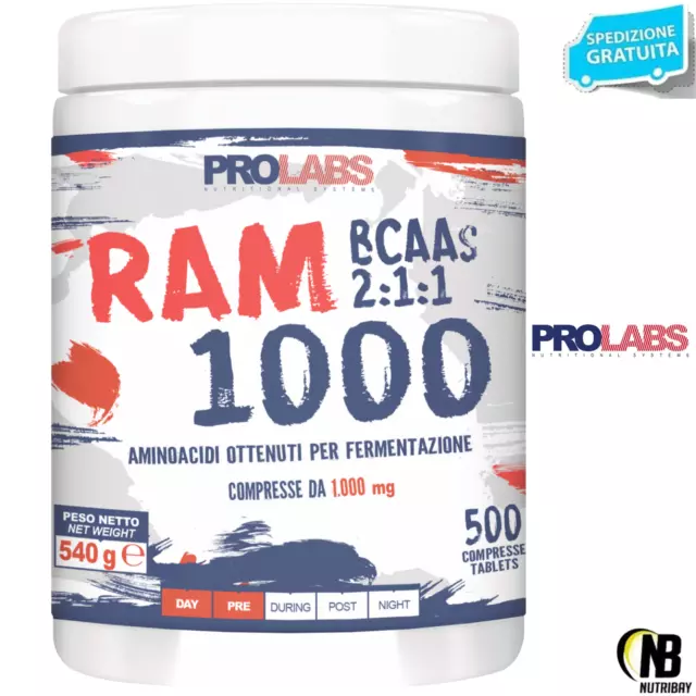 PROLABS Ram 1000 500 Compresse da 1g  Aminoacidi Ramificati Bcaa con Vitamina B6