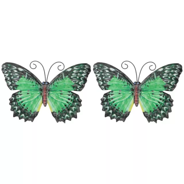 2 Pc Outdoor Statues Wrought Iron Butterfly Pendant