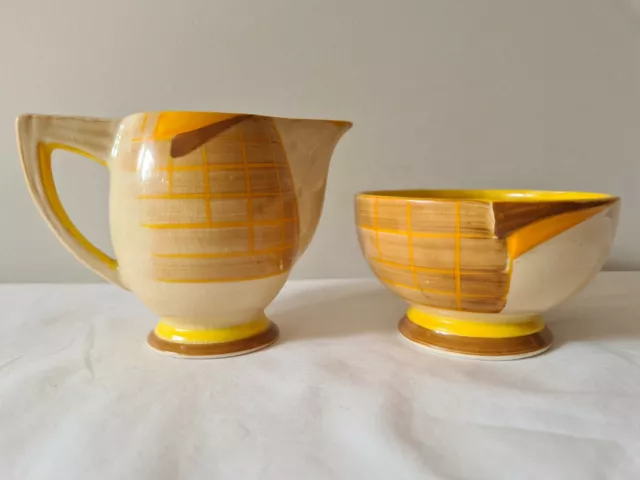 Rare Vintage Art Deco Royal Venton Ware Sugar Bowl & Creamer - England 1930's