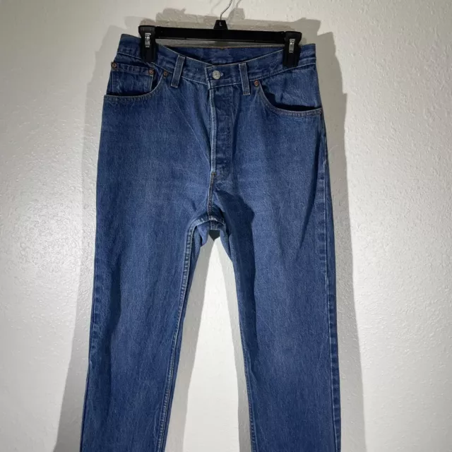 Vintage 70s Levis 501xx Jeans Dark Wash Denim Pants Distressed Red Tab 28x24 3