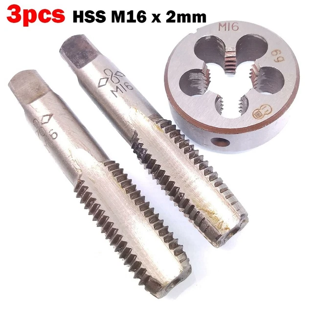 ROBINET ET DIE Lot M16 X 2mm 3pc 3pcs 89mm M trique Filetage Droit Main 