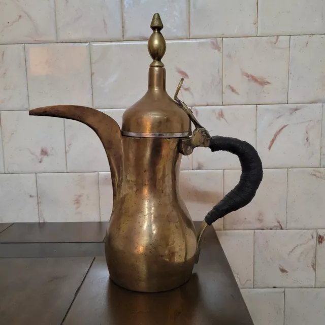 Antique Dallah Islamic Arabian Turkish Brass Coffee Pot Middle Eastern Brass