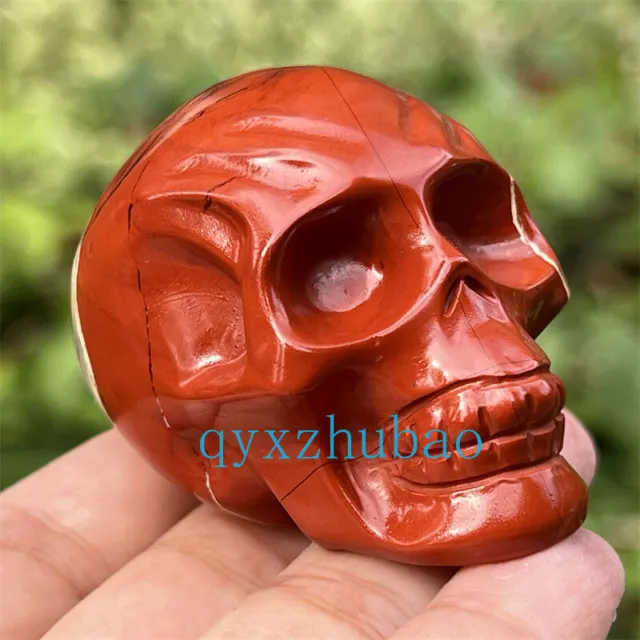 2" Natural Red Jasper skull gift Quartz Carved Crystal Skull Reiki Healing 1pc