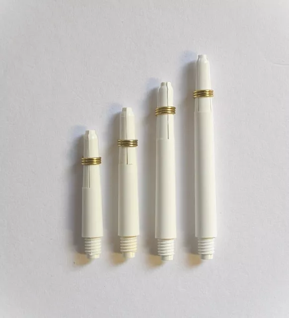 5 Sets Of Nylon Pure White Dart Stems/Shafts With Gold Grip Rings