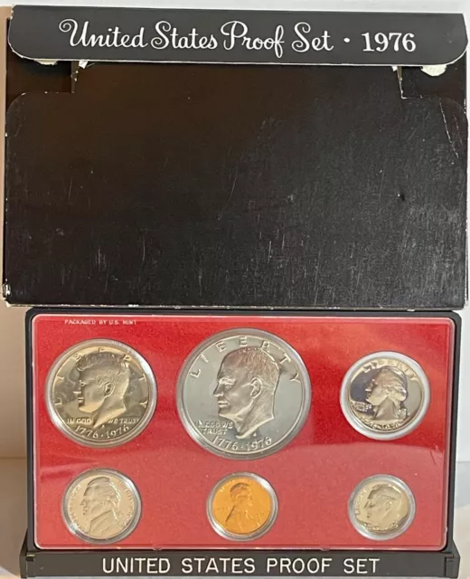 1976 S Annual 6 Coin Proof Set US Mint Orig.Box W/Stand & Rare Eisenhower Dollar