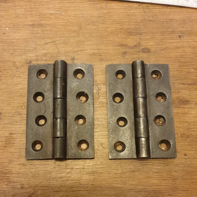 One pair of Old 3 1/2" cast iron door hinges
