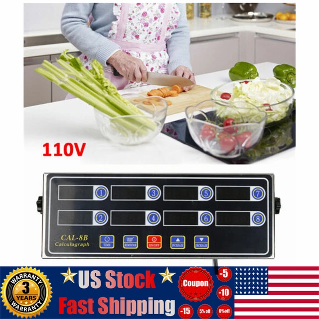 AC110V temporizador digital de cocina comercial de 8 canales freidora temporizador cocina de alimentos
