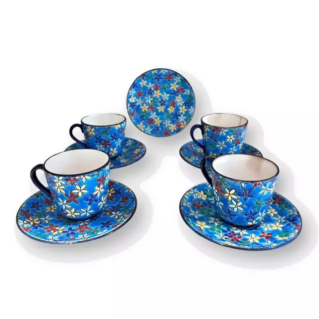 4 tasses et 5 dessous de tasse Longwy Décor 950 - ref 327001