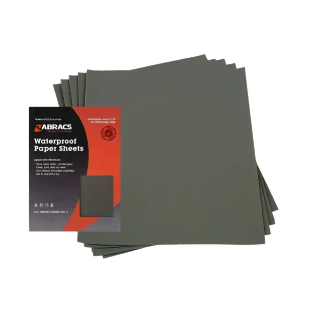 Abracs Wet and Dry Sandpaper 120-2000 Grit Sand Paper Waterproof A4 Size