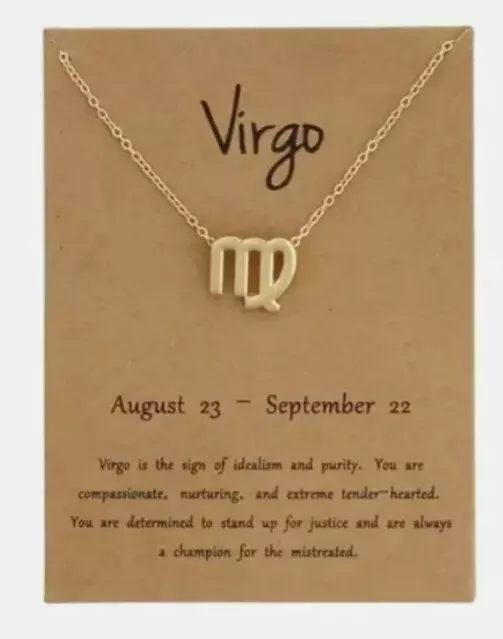 Zodiac Written sign necklace Pendant Gold Virgo Horoscope Necklace Present