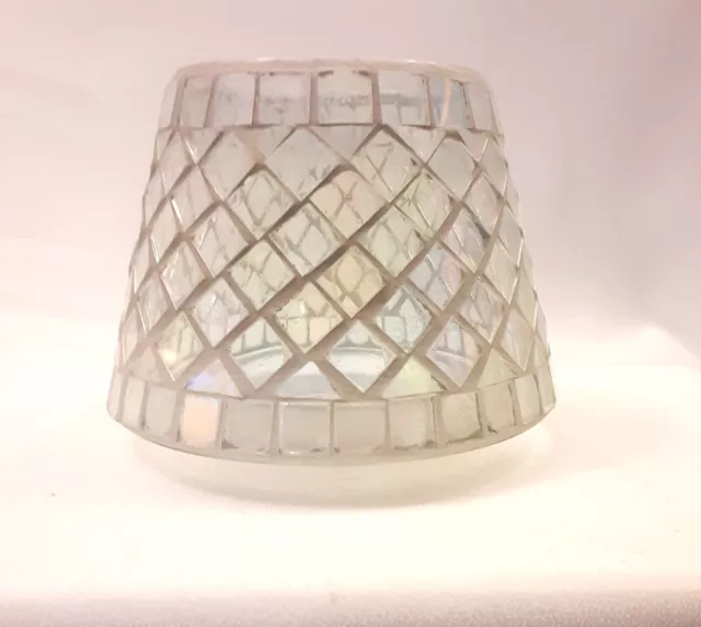 Mosaic Clear Glass Candle Shade Jar Topper Insert Opening 2.75"