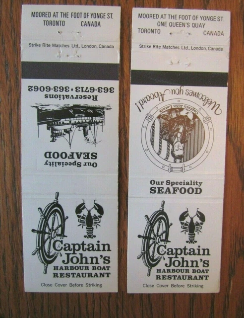 Animal 2 Lobster Matchbooks: Captain John's Restaurant (Toronto, Ontario) -F1
