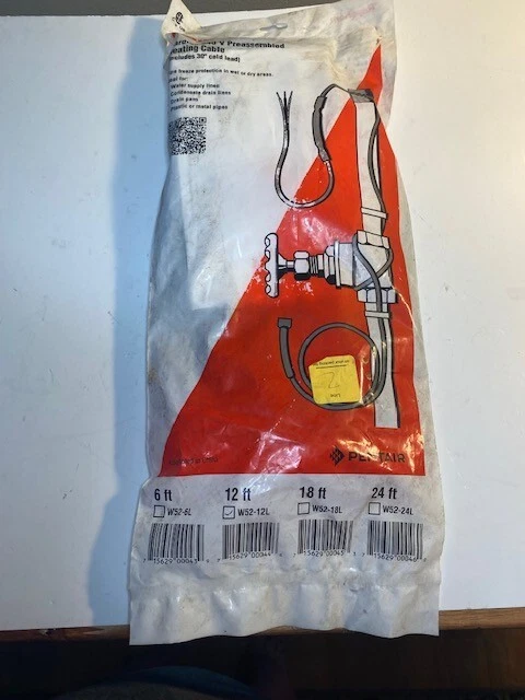 RAYCHEM HEAT TRACE W52-12L 12’ (feet) 6 watts Per Foot 240 VAC *NEW