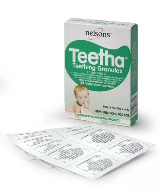 Nelsons Teetha - Teething Granules 24 Ready Dosed Sachets Baby 3 months + only