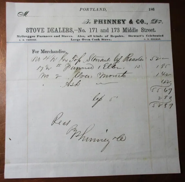 1860 CIVIL WAR ERA PORTLAND MAINE STOVE DEALER McGREGGOR FURNACES