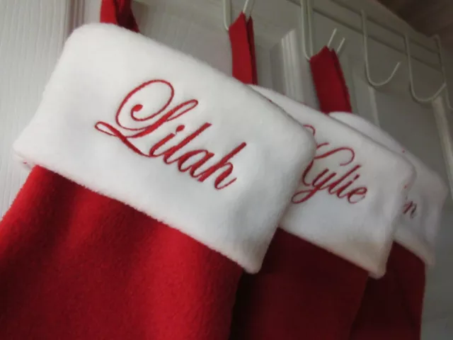 Personalized Christmas Stocking, Monogrammed Red Stocking, Custom Made Stocking