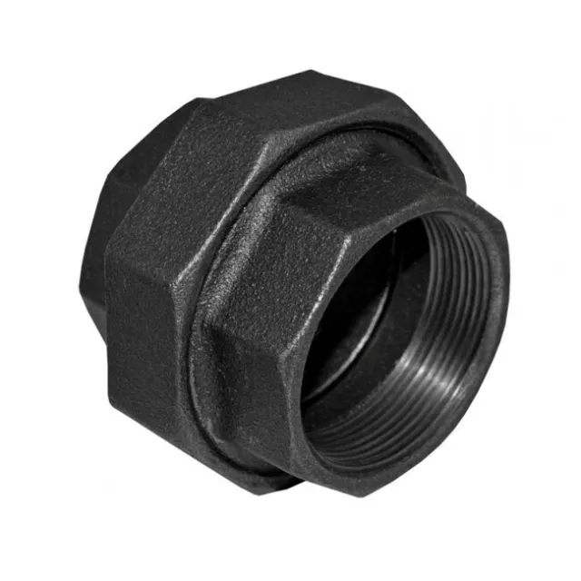 1-1/2" 150 Threaded (NPT) Union Black Malleable Iron Pipe Fitting  MI040841BMI