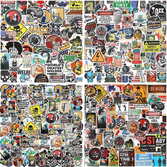 300 Hard Hat Stickers for Tool Box Helmet Funny Cool Decals