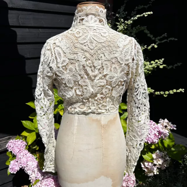 Antique bobbin tape Lace Edwardian 1900s jacket Blouse bridal jacket bodice