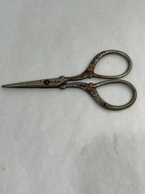 Vintage Fancy Scrollwork Engraved Embroidery Shears 3 3/4" Made in USA