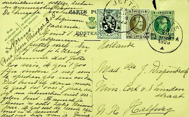 Belgique 1927 5c+60c Revalorisé Sur 35c Postal Carte De Jette To Holland