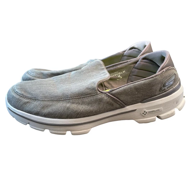 Skechers Go Walk 3 Goga Pillars Slip On Shoes Taupe Khaki SN53984 Men's 10.5