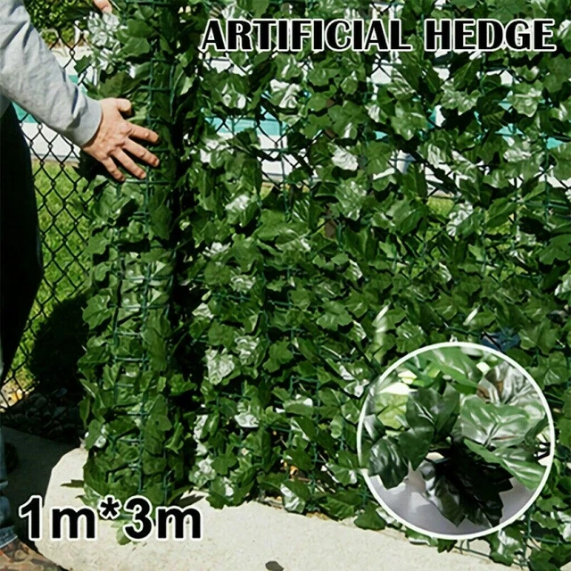 Künstliche Efeu-Hecke Sichtschutzzaun künstliche Blätter Balkonzaun 3*1M Neu DE