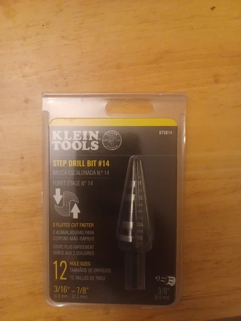 Klein Tools KTSB14 Step Drill Bit #14  12 Hole Sizes NEW + Free Shipping
