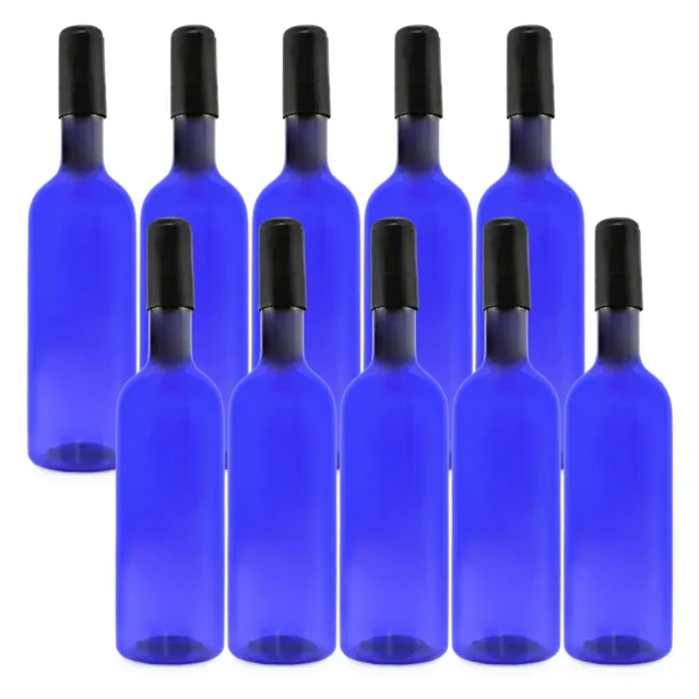 Botellas de vino de plástico (paquete de 10, azul); botellas de vino vacías estilo Burdeos