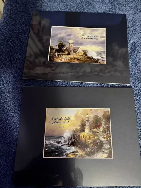 Thomas Kinkade  2Pc. “The Guiding Light” Matted Pictures Collection, Sealed