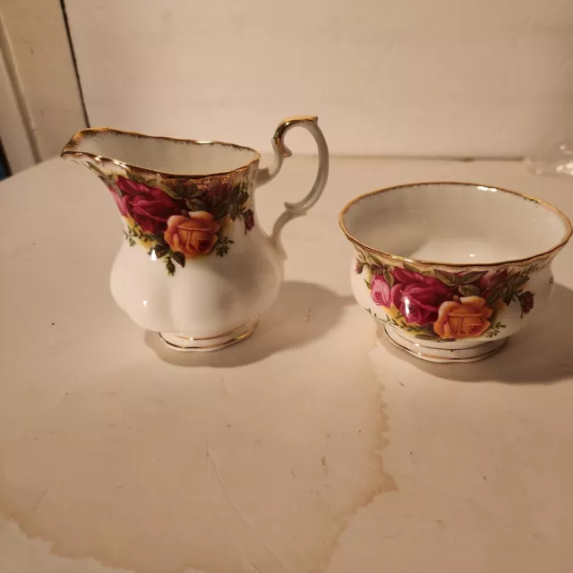 Royal Albert England Bone China Old Country Roses Creamer Open Sugar Excellent