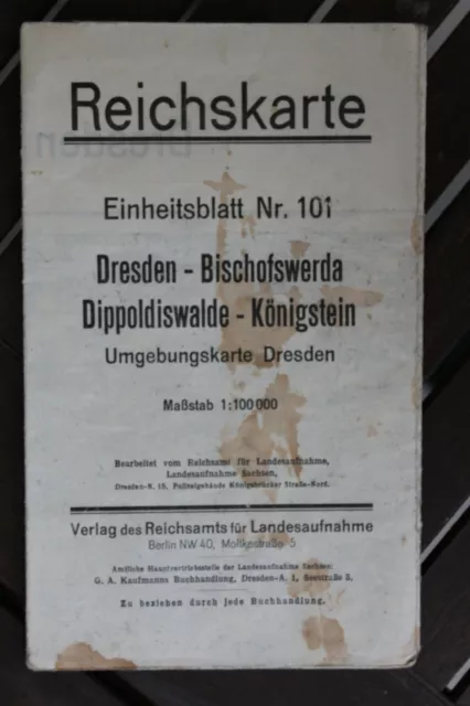 35383 Map Reichskarte Einheitsblatt 101 Dresden Bischofswerda Pirna Umgeb