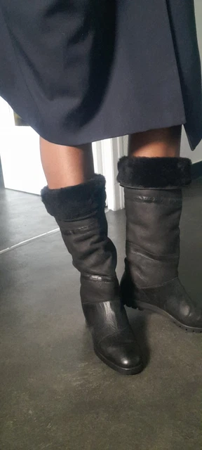 Bottes Fourrees Noures En Cuir Celine Authentique P 37