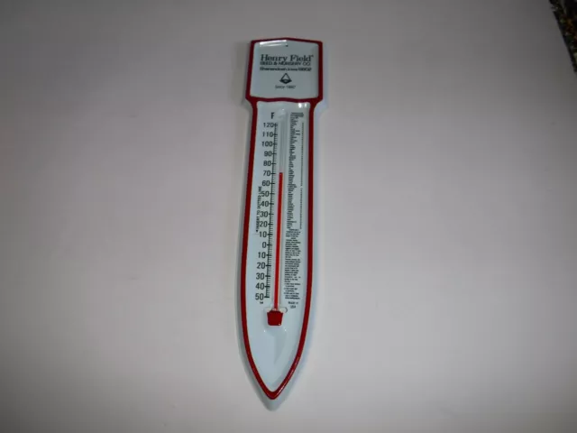 Vintage HENRY FIELD SEED & NURSERY CO.  Metal Advertising Thermometer