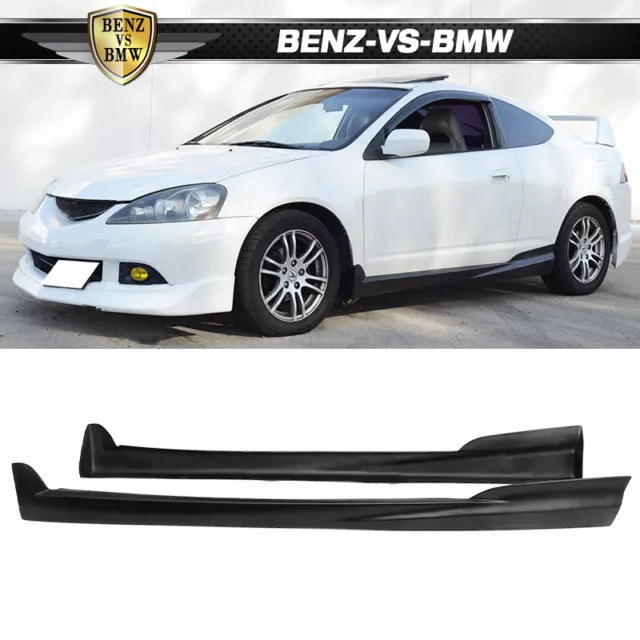 Fits 02-06 Acura RSX MUGEN Style Side Skirts Skirt Pairs PU Unpainted Black