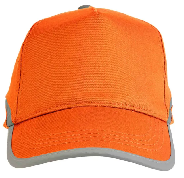 Cappellino  alta visibilità Arancione Giallo 5 pannelli bande  catarifrangenti