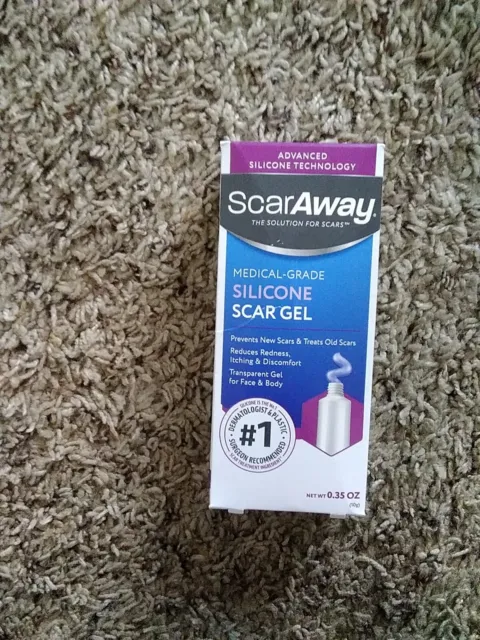 Gel de silicona para cicatrices de grado médico Scar Away 0,35 oz enrojecimiento picazón NUEVO