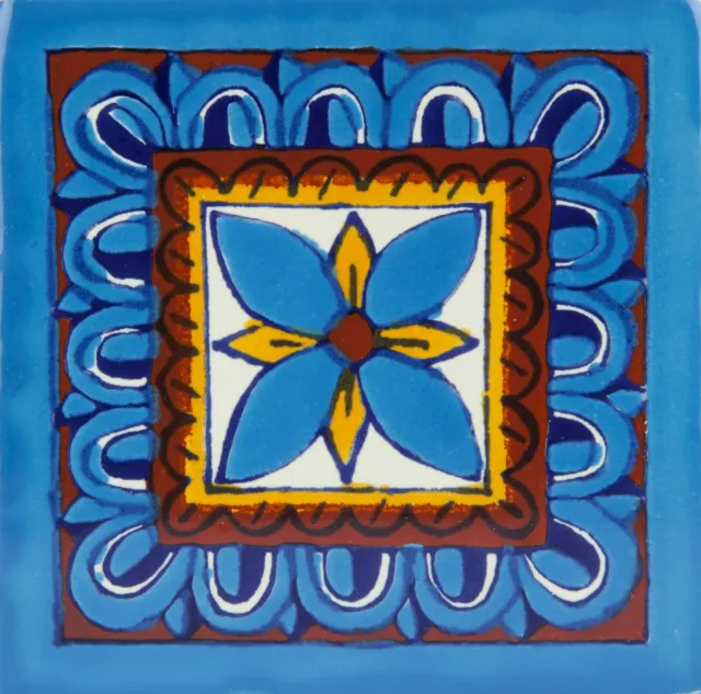 Azulejos de baño Coloridos azulejos hechos a mano y pintados en Azul - Chico