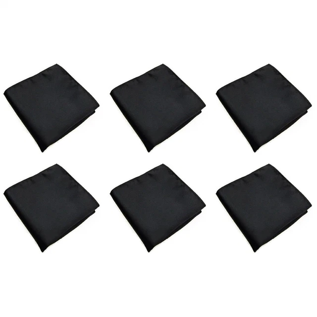 6x fazzoletto quadrato da uomo Hanky colore chiaro festa matrimonio festa (nero) Y9V6