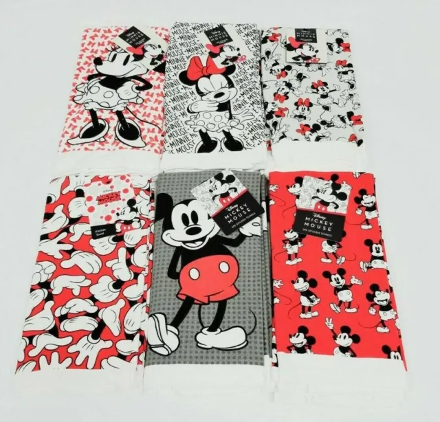 Disney Mickey Mouse Red Kitchen Dish Towels Tea Cotton Terry Towels