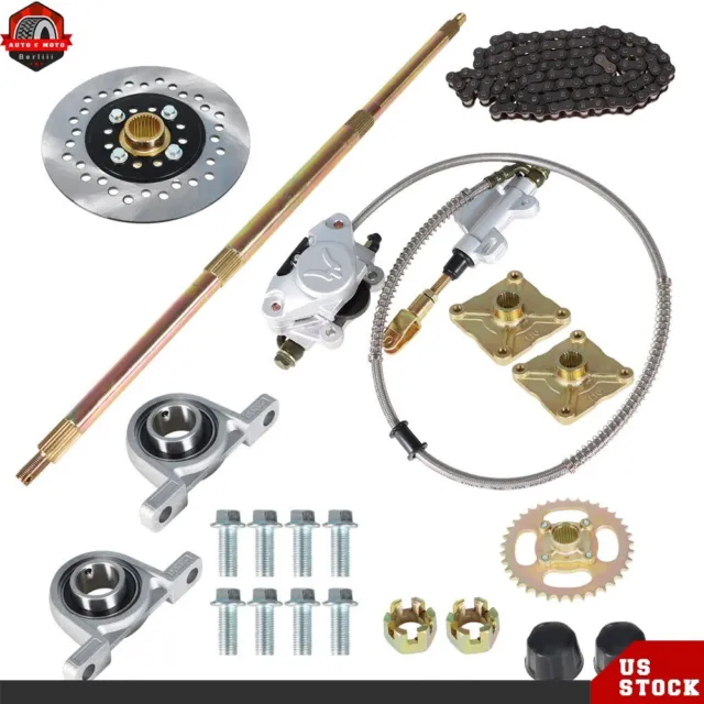 Drift Trike Go Kart Rear Live Axle Kit, Brake Assembly,Sprocket & Hub, Chain,Hub